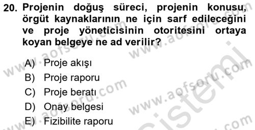 Sağlık Kurumlarında Operasyon Yönetimi Dersi Ara Sınavı Deneme Sınav Soruları 20. Soru