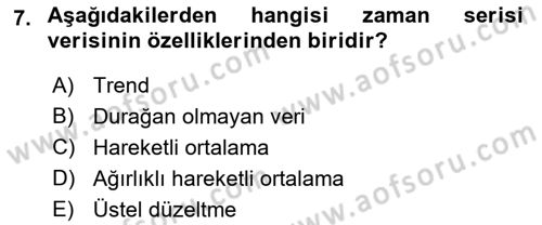 Sağlık Kurumlarında Operasyon Yönetimi Dersi Ara Sınavı Deneme Sınav Soruları 7. Soru