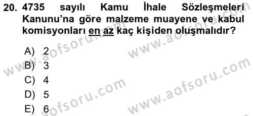 Sağlık Kurumlarında Operasyon Yönetimi Dersi 2019 - 2020 Yılı (Final) Dönem Sonu Sınav Soruları 20. Soru