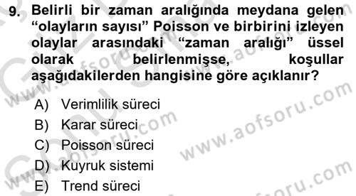 Sağlık Kurumlarında Operasyon Yönetimi Dersi 2019 - 2020 Yılı (Final) Dönem Sonu Sınav Soruları 9. Soru