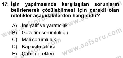 Sağlık Kurumlarında Operasyon Yönetimi Dersi 2020 - 2021 Yılı Yaz Okulu Sınav Soruları 17. Soru
