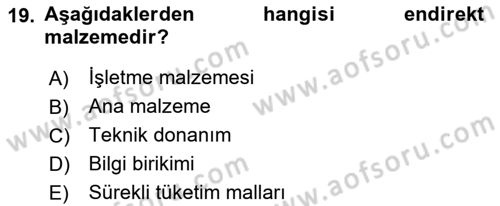 Sağlık Kurumlarında Operasyon Yönetimi Dersi 2020 - 2021 Yılı Yaz Okulu Sınav Soruları 19. Soru