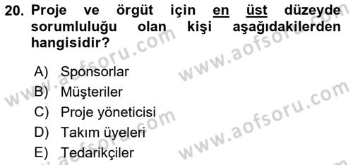 Sağlık Kurumlarında Operasyon Yönetimi Dersi Ara Sınavı Deneme Sınav Soruları 20. Soru