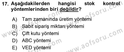 Sağlık Kurumlarında Operasyon Yönetimi Dersi 2021 - 2022 Yılı (Final) Dönem Sonu Sınav Soruları 17. Soru
