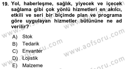 Sağlık Kurumlarında Operasyon Yönetimi Dersi 2021 - 2022 Yılı (Final) Dönem Sonu Sınav Soruları 19. Soru