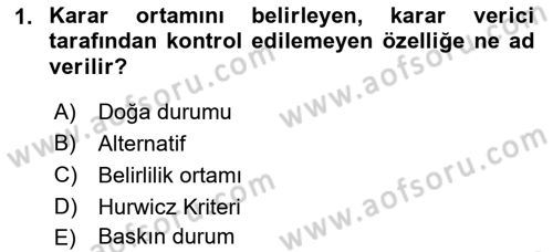 Sağlık Kurumlarında Operasyon Yönetimi Dersi 2021 - 2022 Yılı Yaz Okulu Sınav Soruları 1. Soru