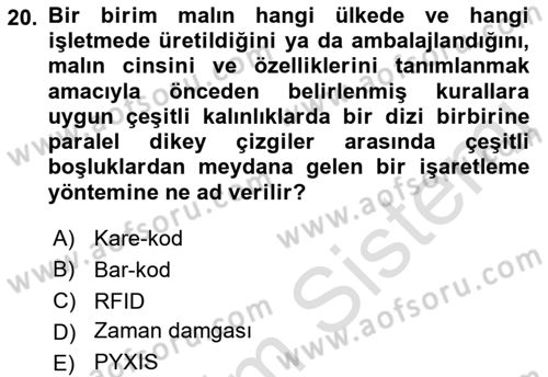 Sağlık Kurumlarında Operasyon Yönetimi Dersi 2021 - 2022 Yılı Yaz Okulu Sınav Soruları 20. Soru
