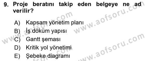 Sağlık Kurumlarında Operasyon Yönetimi Dersi 2021 - 2022 Yılı Yaz Okulu Sınav Soruları 9. Soru
