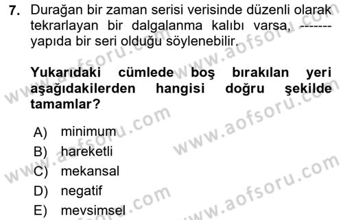 Sağlık Kurumlarında Operasyon Yönetimi Dersi Ara Sınavı Deneme Sınav Soruları 7. Soru