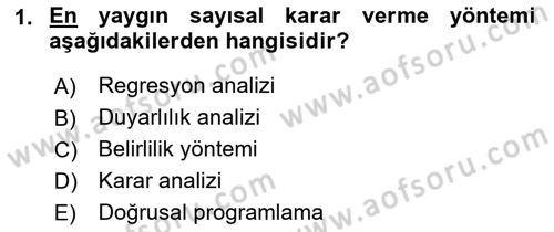 Sağlık Kurumlarında Operasyon Yönetimi Dersi 2022 - 2023 Yılı (Final) Dönem Sonu Sınav Soruları 1. Soru