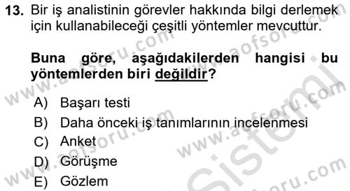 Sağlık Kurumlarında Operasyon Yönetimi Dersi 2022 - 2023 Yılı (Final) Dönem Sonu Sınav Soruları 13. Soru