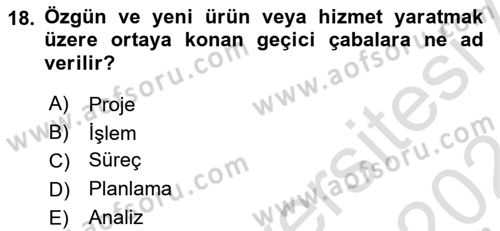Sağlık Kurumlarında Operasyon Yönetimi Dersi Ara Sınavı Deneme Sınav Soruları 18. Soru