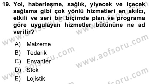 Sağlık Kurumlarında Operasyon Yönetimi Dersi 2023 - 2024 Yılı (Final) Dönem Sonu Sınav Soruları 19. Soru