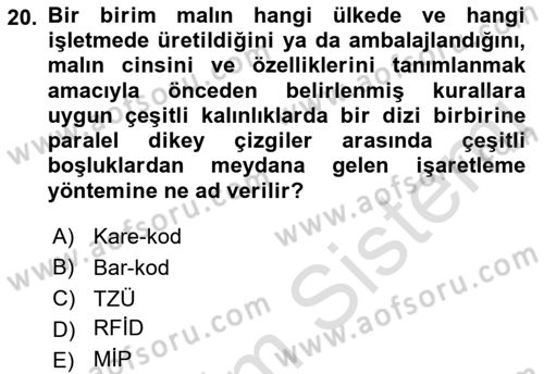 Sağlık Kurumlarında Operasyon Yönetimi Dersi 2023 - 2024 Yılı (Final) Dönem Sonu Sınav Soruları 20. Soru