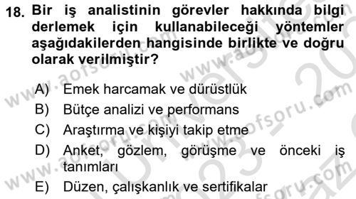 Sağlık Kurumlarında Operasyon Yönetimi Dersi 2023 - 2024 Yılı Yaz Okulu Sınav Soruları 18. Soru