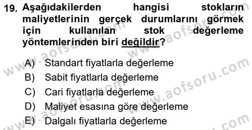 Sağlık Kurumlarında Operasyon Yönetimi Dersi 2024 - 2025 Yılı (Final) Dönem Sonu Sınav Soruları 19. Soru