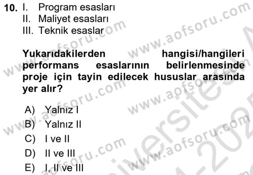 Sağlık Kurumlarında Operasyon Yönetimi Dersi 2024 - 2025 Yılı Yaz Okulu Sınav Soruları 10. Soru