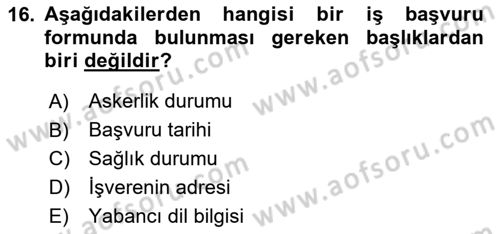 Sağlık Kurumlarında Operasyon Yönetimi Dersi 2024 - 2025 Yılı Yaz Okulu Sınav Soruları 16. Soru