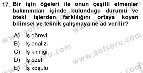 Sağlık Kurumlarında Operasyon Yönetimi Dersi 2024 - 2025 Yılı Yaz Okulu Sınav Soruları 17. Soru