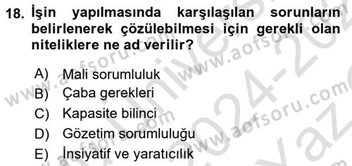 Sağlık Kurumlarında Operasyon Yönetimi Dersi 2024 - 2025 Yılı Yaz Okulu Sınav Soruları 18. Soru