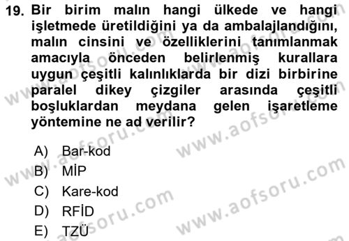 Sağlık Kurumlarında Operasyon Yönetimi Dersi 2024 - 2025 Yılı Yaz Okulu Sınav Soruları 19. Soru