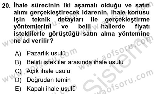 Sağlık Kurumlarında Operasyon Yönetimi Dersi 2024 - 2025 Yılı Yaz Okulu Sınav Soruları 20. Soru