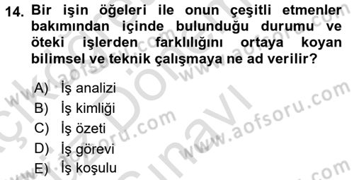 Sağlık Kurumlarında Operasyon Yönetimi Dersi 2025 - 2026 Yılı (Final) Dönem Sonu Sınav Soruları 14. Soru