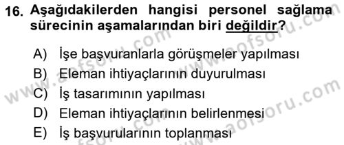 Sağlık Kurumlarında Operasyon Yönetimi Dersi 2025 - 2026 Yılı (Final) Dönem Sonu Sınav Soruları 16. Soru