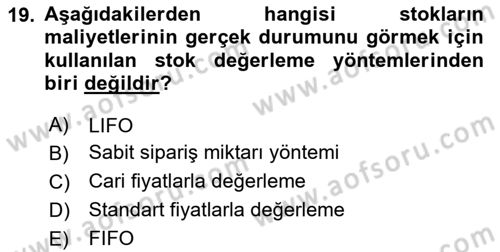 Sağlık Kurumlarında Operasyon Yönetimi Dersi 2025 - 2026 Yılı (Final) Dönem Sonu Sınav Soruları 19. Soru