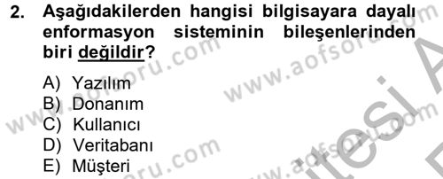 Sağlık Kurumlarında Bilgi Sistemleri Dersi 2012 - 2013 Yılı (Vize) Ara Sınav Soruları 2. Soru