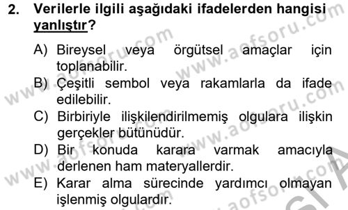 Sağlık Kurumlarında Bilgi Sistemleri Dersi 2012 - 2013 Yılı (Final) Dönem Sonu Sınav Soruları 2. Soru
