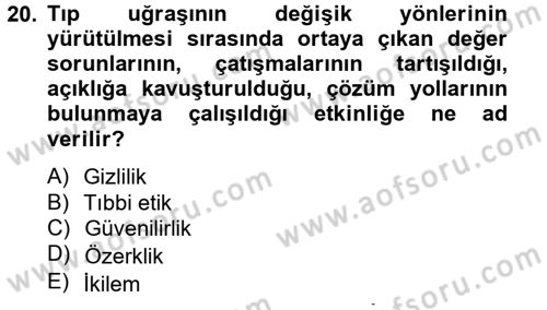 Sağlık Kurumlarında Bilgi Sistemleri Dersi 2012 - 2013 Yılı (Final) Dönem Sonu Sınav Soruları 20. Soru