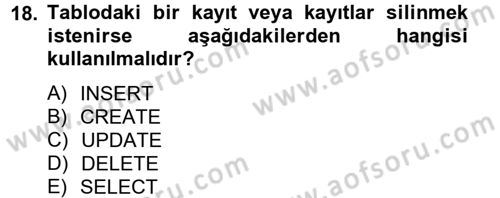 Sağlık Kurumlarında Bilgi Sistemleri Dersi 2013 - 2014 Yılı (Vize) Ara Sınav Soruları 18. Soru