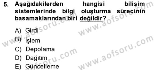 Sağlık Kurumlarında Bilgi Sistemleri Dersi 2014 - 2015 Yılı (Vize) Ara Sınav Soruları 5. Soru