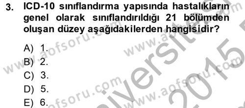 Sağlık Kurumlarında Bilgi Sistemleri Dersi 2014 - 2015 Yılı (Final) Dönem Sonu Sınav Soruları 3. Soru