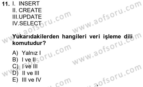 Sağlık Kurumlarında Bilgi Sistemleri Dersi 2014 - 2015 Yılı Tek Ders Sınav Soruları 11. Soru