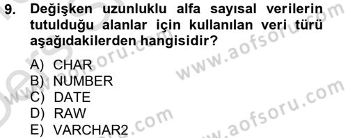 Sağlık Kurumlarında Bilgi Sistemleri Dersi 2014 - 2015 Yılı Tek Ders Sınav Soruları 9. Soru