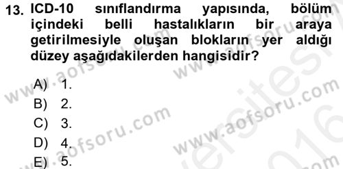 Sağlık Kurumlarında Bilgi Sistemleri Dersi 2015 - 2016 Yılı (Vize) Ara Sınav Soruları 13. Soru