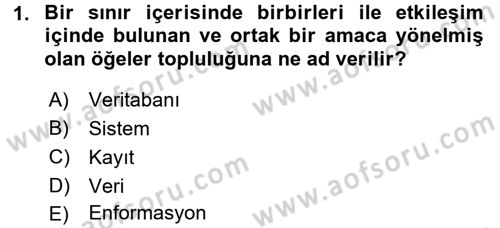 Sağlık Kurumlarında Bilgi Sistemleri Dersi 2015 - 2016 Yılı (Final) Dönem Sonu Sınav Soruları 1. Soru