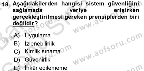 Sağlık Kurumlarında Bilgi Sistemleri Dersi 2015 - 2016 Yılı (Final) Dönem Sonu Sınav Soruları 18. Soru