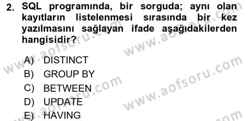 Sağlık Kurumlarında Bilgi Sistemleri Dersi 2015 - 2016 Yılı (Final) Dönem Sonu Sınav Soruları 2. Soru