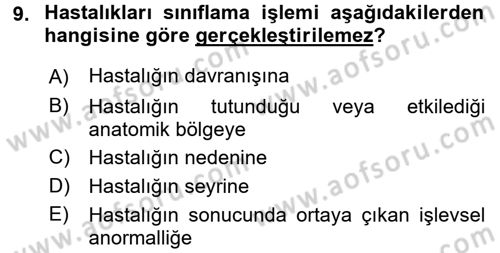 Sağlık Kurumlarında Bilgi Sistemleri Dersi 2016 - 2017 Yılı 3 Ders Sınav Soruları 9. Soru