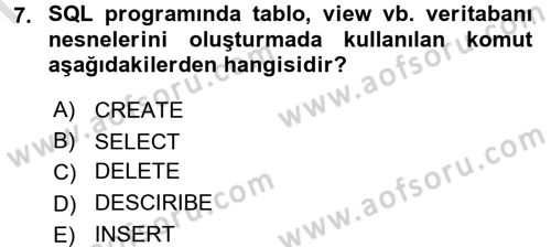 Sağlık Kurumlarında Bilgi Sistemleri Dersi 2016 - 2017 Yılı (Final) Dönem Sonu Sınav Soruları 7. Soru