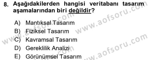 Sağlık Kurumlarında Bilgi Sistemleri Dersi 2016 - 2017 Yılı (Final) Dönem Sonu Sınav Soruları 8. Soru