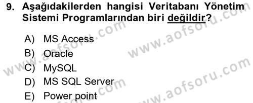 Sağlık Kurumlarında Bilgi Sistemleri Dersi 2017 - 2018 Yılı 3 Ders Sınav Soruları 9. Soru