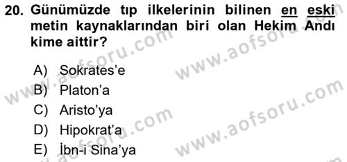Sağlık Kurumlarında Bilgi Sistemleri Dersi 2018 - 2019 Yılı 3 Ders Sınav Soruları 20. Soru
