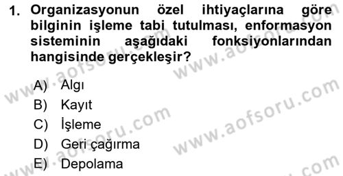 Sağlık Kurumlarında Bilgi Sistemleri Dersi 2018 - 2019 Yılı (Vize) Ara Sınav Soruları 1. Soru