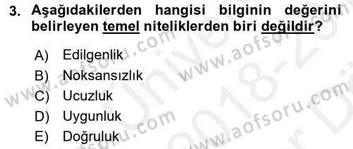 Sağlık Kurumlarında Bilgi Sistemleri Dersi 2018 - 2019 Yılı (Vize) Ara Sınav Soruları 3. Soru