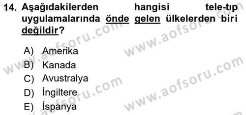 Sağlık Kurumlarında Bilgi Sistemleri Dersi 2018 - 2019 Yılı (Final) Dönem Sonu Sınav Soruları 14. Soru