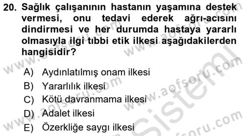 Sağlık Kurumlarında Bilgi Sistemleri Dersi 2021 - 2022 Yılı Yaz Okulu Sınav Soruları 20. Soru